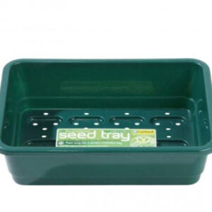 HEAVY DUTY GREEN PLASTIC SEED TRAYS WITH HOLES - HALF SIZE
