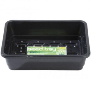 HEAVY DUTY BLACK PLASTIC SEED TRAYS WITH HOLES - HALF SIZE