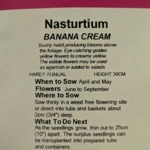 Kings Seeds Nasturtium Banana Cream 30 Seed