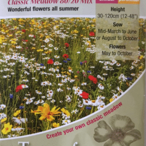 Kings Seeds Wild Flower Mix Classic Meadow 80/20 ( Contains Grass) 25g Seed